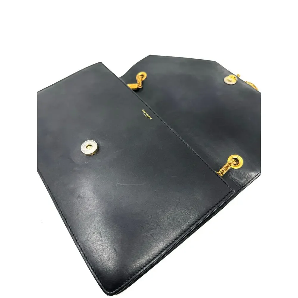 Saint Laurent Betty Clous Studded Medium Flap Shoulder Bag Black Leather